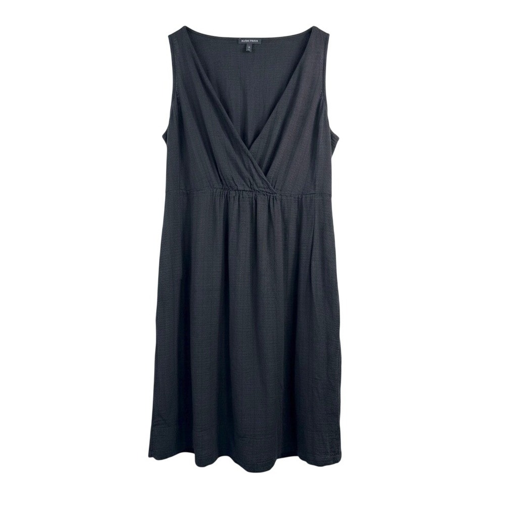 Eileen Fisher Dress sz L Black Linen Blend V-Neck Sleeveless minimalist